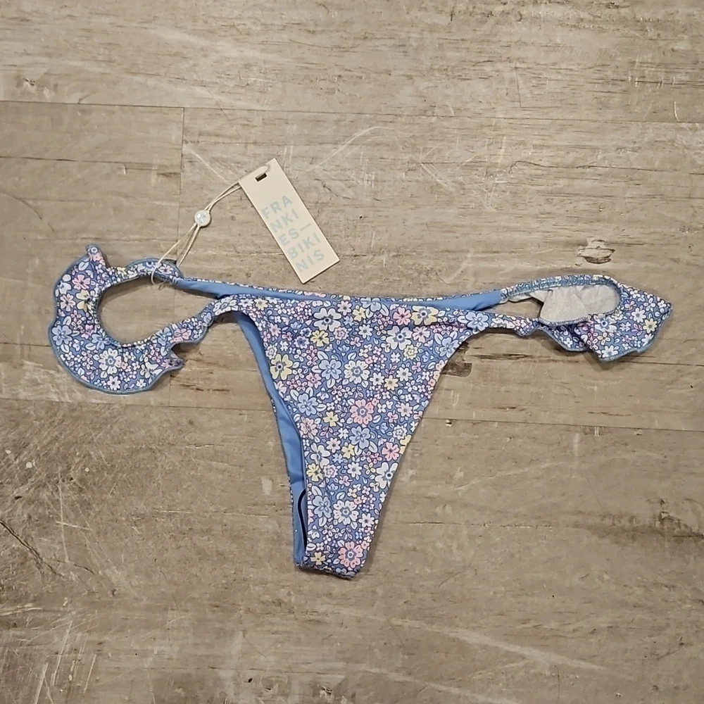 💕FRANKIES BIKINIS💕 Ali Ruffle Skimpy Bikini Bottom ~ Springtime XL NWT